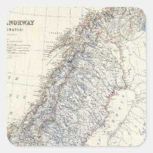 Pegatina Cuadrada Suecia, Noruega