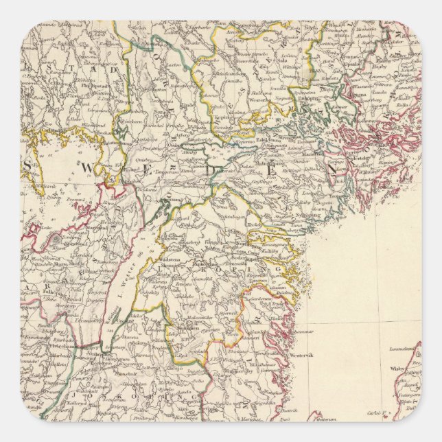 Pegatina Cuadrada Suecia, sur 2 (Anverso)