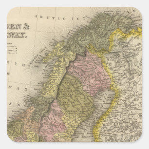 Pegatina Cuadrada Suecia y Noruega