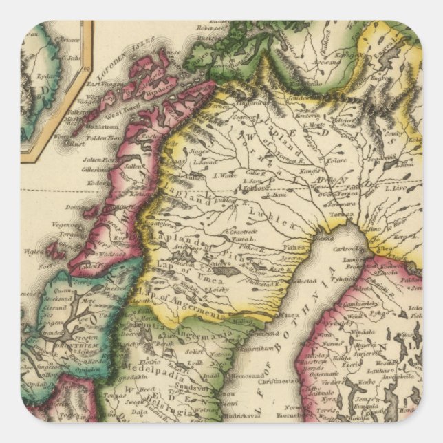 Pegatina Cuadrada Suecia y Noruega 2 (Anverso)