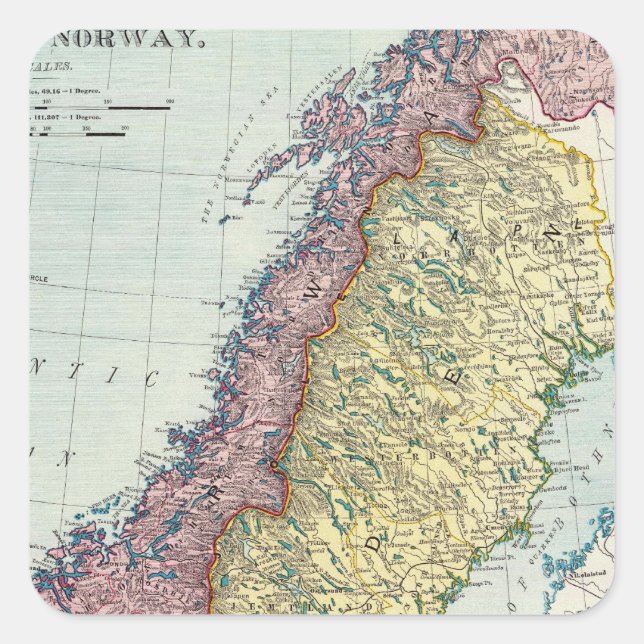 Pegatina Cuadrada Suecia y Noruega 5 (Anverso)