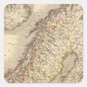 Pegatina Cuadrada Suecia y Noruega 5