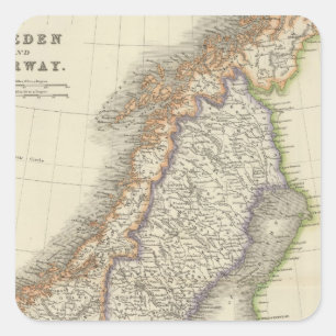 Pegatina Cuadrada Suecia y Noruega 6