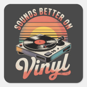 Pegatina Cuadrada Suena mejor en vinilo