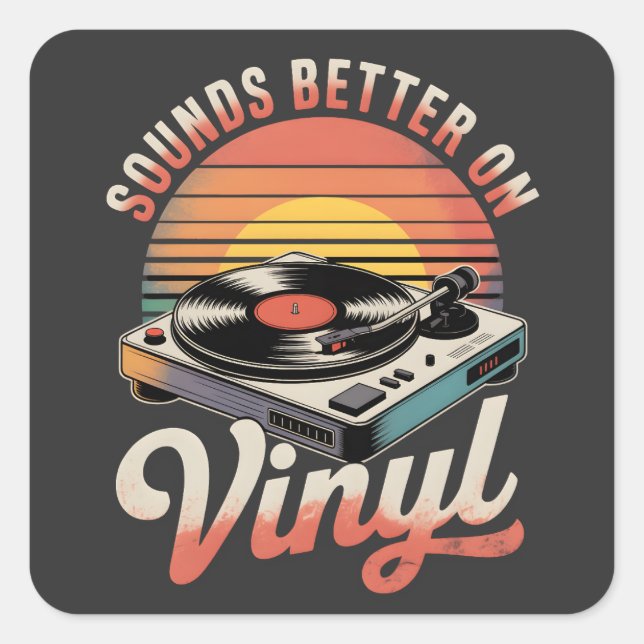 Pegatina Cuadrada Suena mejor en vinilo (Anverso)