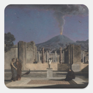 Pegatina Cuadrada Sueño en las ruinas de Pompeya, 1866