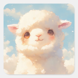 Pegatina Cuadrada Sueños de Alpaca Esponjosa