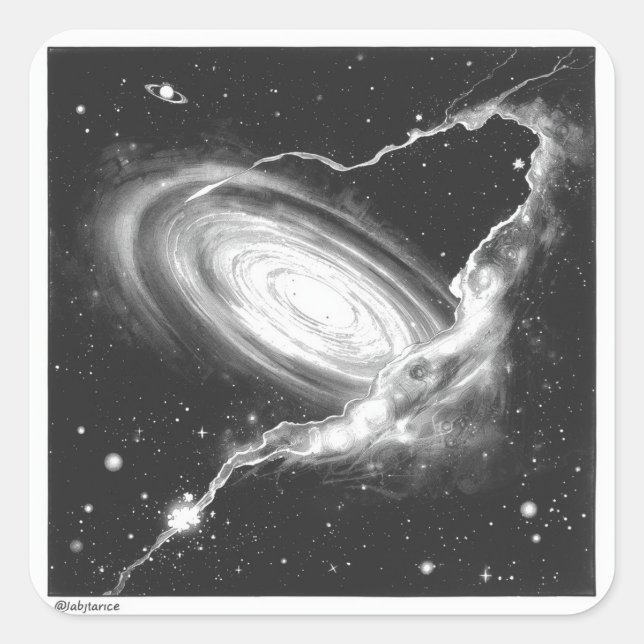 Pegatina Cuadrada Sueños de Tinta Celestial (Anverso)