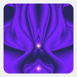 Pegatina Cuadrada Sueños del arcoiris de la flor morada, dos estrell