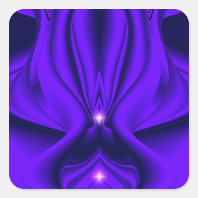 Pegatina Cuadrada Sueños del arcoiris de la flor morada, dos estrell (Anverso)