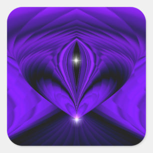 Pegatina Cuadrada Sueños del arcoiris de la flor morada, dos estrell