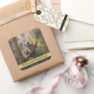 Pegatina Cuadrada Sueños del bosque Koala, personalizado