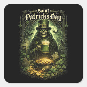Pegatina Cuadrada Suerte Oscura de San Patricio