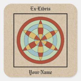 Pegatina Cuadrada Suffolk Hexafoil Witch Mark Bookplate