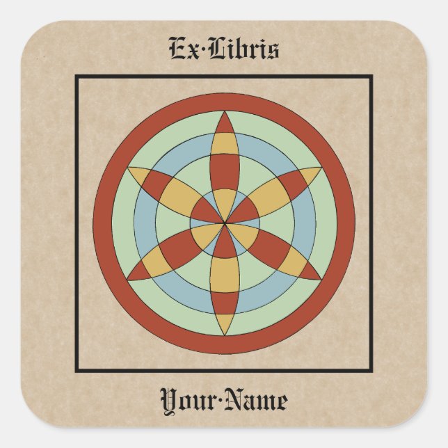 Pegatina Cuadrada Suffolk Hexafoil Witch Mark Bookplate (Anverso)