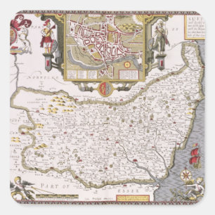Pegatina Cuadrada Suffolk y la situación de Ipswich