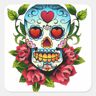 Pegatina Cuadrada Sugar Skull