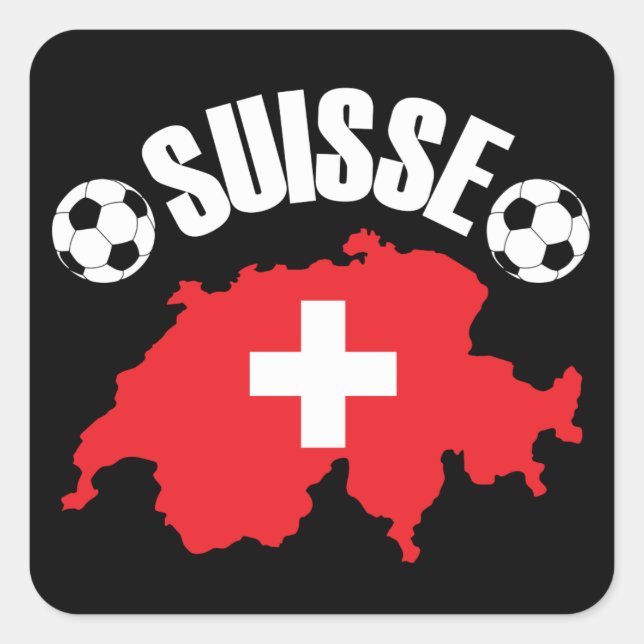 Pegatina Cuadrada Suisse Suiza Soccer (Anverso)