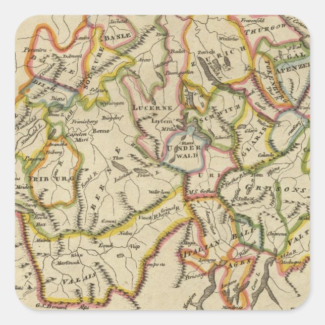 Pegatina Cuadrada Suiza 18 (Anverso)