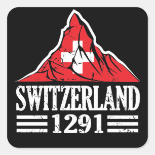 Pegatina Cuadrada Suiza Bandera Matterhorn desde 1291