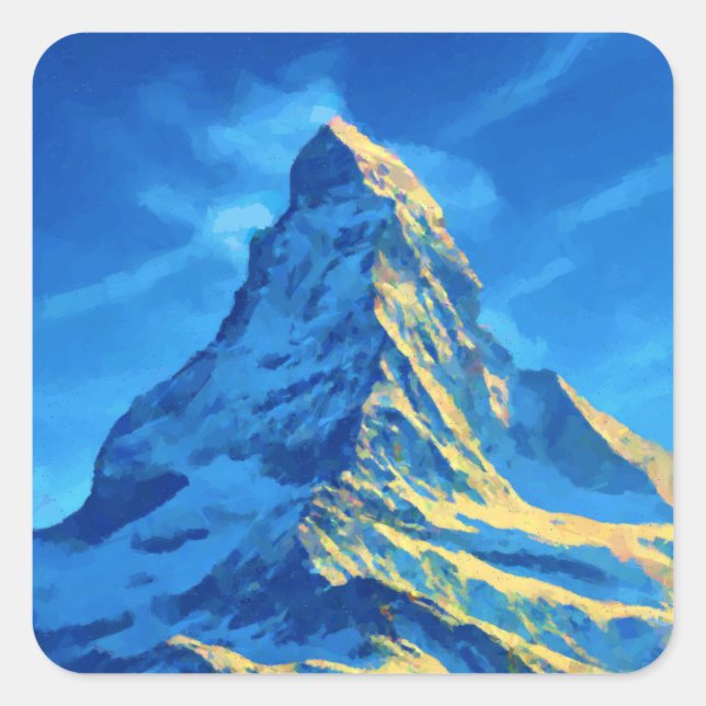 Pegatina Cuadrada Suiza El Matterhorn (Anverso)