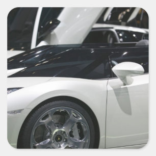 Pegatina Cuadrada SUIZA, GINEBRA: 75ª edición anual del Auto 9 de Gi