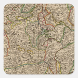 Pegatina Cuadrada Suiza grabó el mapa