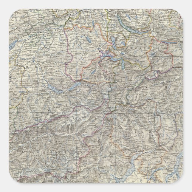 Pegatina Cuadrada Suiza, Saboya, Piamonte (Anverso)