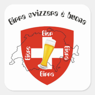 Pegatina Cuadrada Suiza - Suisse Svizzera - Svizra - Switzerland