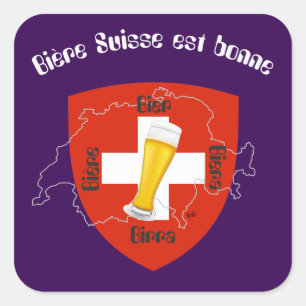 Pegatina Cuadrada Suiza - Suisse Svizzera - Svizra - Switzerland