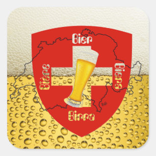 Pegatina Cuadrada Suiza - Suisse Svizzera - Svizra - Switzerland