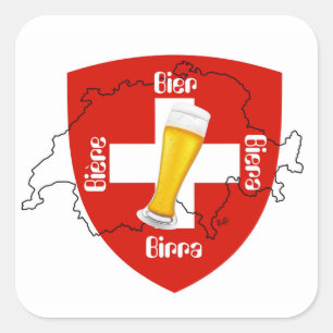 Pegatina Cuadrada Suiza - Suisse Svizzera - Svizra - Switzerland