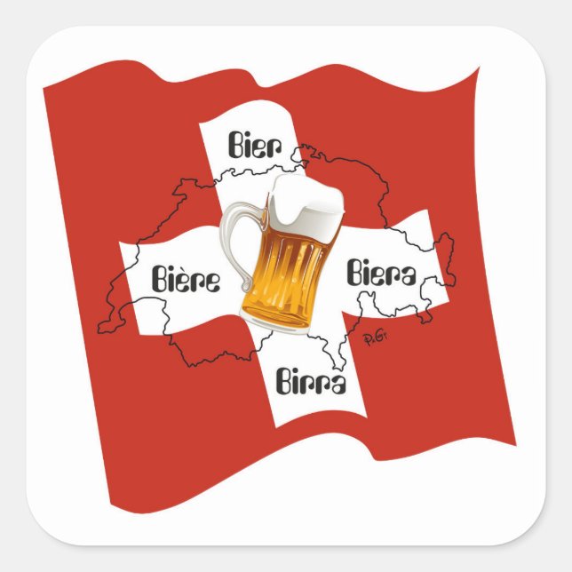 Pegatina Cuadrada Suiza - Suisse Svizzera - Svizra - Switzerland (Anverso)