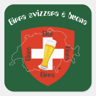 Pegatina Cuadrada Suiza - Suisse Svizzera - Svizra - Switzerland