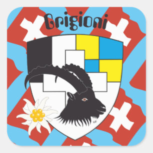Pegatina Cuadrada Suiza Suisse Svizzera Svizra Switzerland pegamento