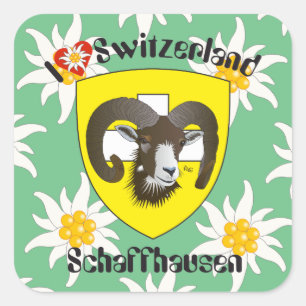 Pegatina Cuadrada Suiza Suisse Svizzera Svizra Switzerland pegamento