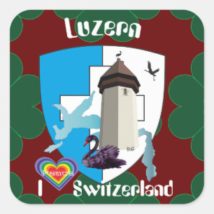 Pegatina Cuadrada Suiza Suisse Svizzera Svizra Switzerland pegamento