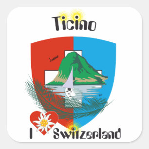 Pegatina Cuadrada Suiza Suisse Svizzera Svizra Switzerland pegamento