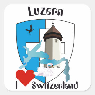 Pegatina Cuadrada Suiza Suisse Svizzera Svizra Switzerland pegamento