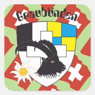 Pegatina Cuadrada Suiza Suisse Svizzera Svizra Switzerland pegamento