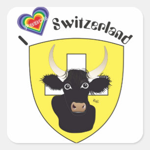 Pegatina Cuadrada Suiza Suisse Svizzera Svizra Switzerland pegamento