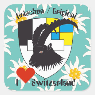 Pegatina Cuadrada Suiza Suisse Svizzera Svizra Switzerland pegamento