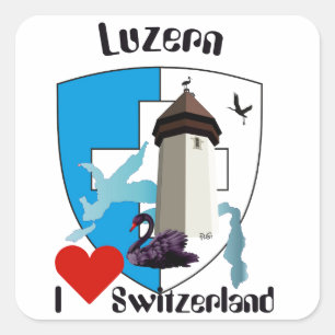 Pegatina Cuadrada Suiza Suisse Svizzera Svizra Switzerland pegamento