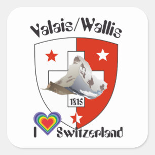 Pegatina Cuadrada Suiza Suisse Svizzera Svizra Switzerland pegamento