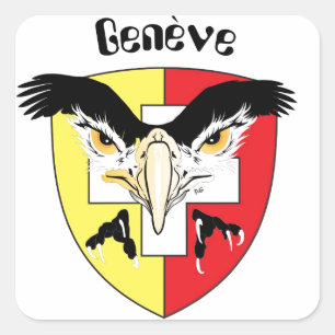 Pegatina Cuadrada Suiza Suisse Svizzera Svizra Switzerland pegamento