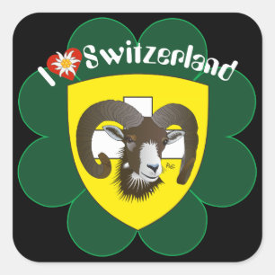 Pegatina Cuadrada Suiza Suisse Svizzera Svizra Switzerland pegamento
