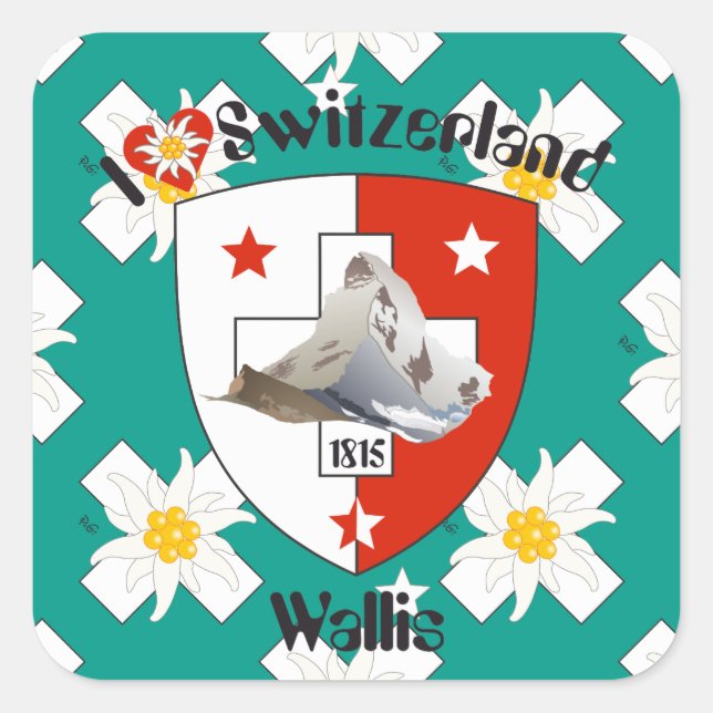 Pegatina Cuadrada Suiza Suisse Svizzera Svizra Switzerland pegamento (Anverso)