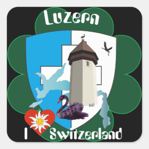 Pegatina Cuadrada Suiza Suisse Svizzera Svizra Switzerland pegamento