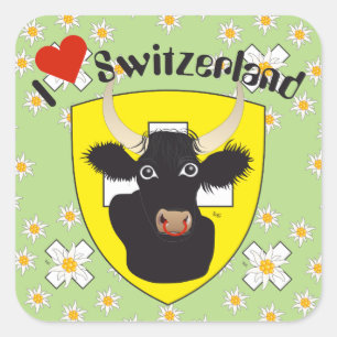 Pegatina Cuadrada Suiza Suisse Svizzera Svizra Switzerland pegamento