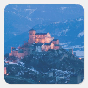 Pegatina Cuadrada SUIZA, Wallis/Valais, SION: Basílica de
